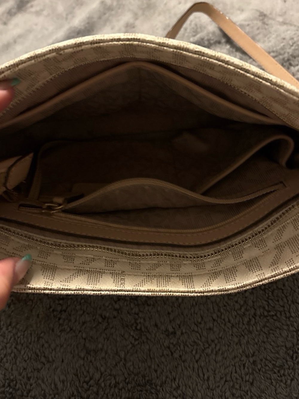 Michael Kors Beige Monogram Crossbody Bag